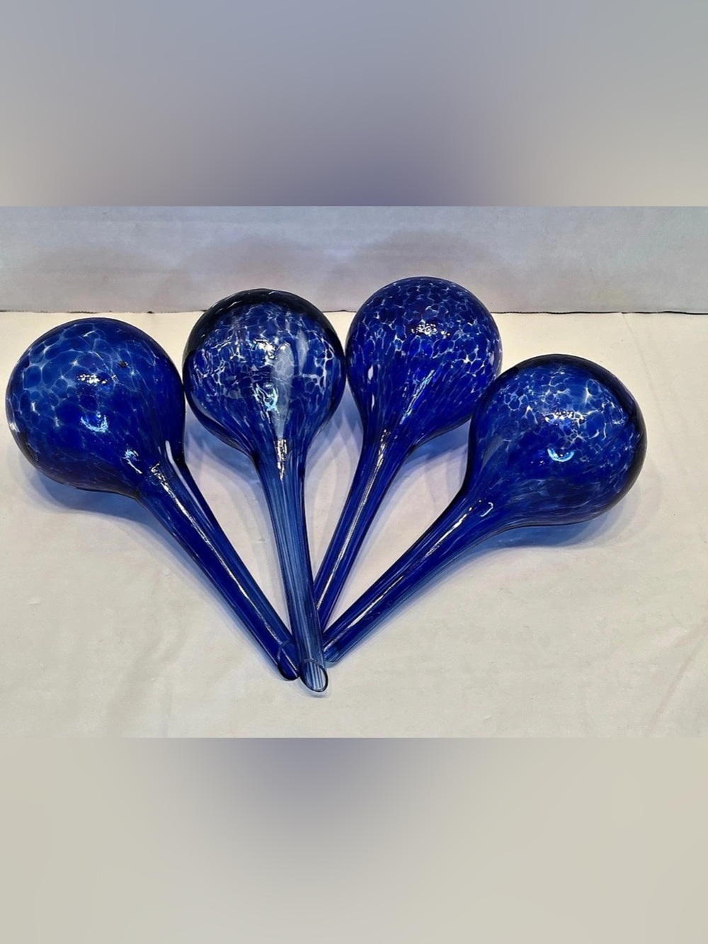 Blue glass plant watering bulb Set
